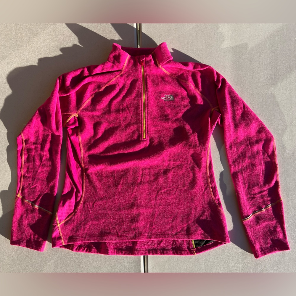 The North Face Women’s Pink/Yellow Fleece Lightweight Pullover Jacket Size XL